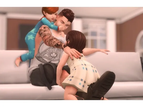 Alpha Parent and Toddlers Pose Pack - The Sims 4 Custom Content