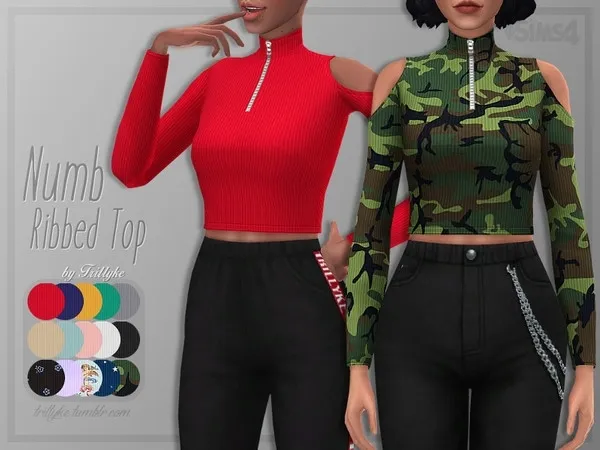 Alpha Trillyke Numb Ribbed Top by thesimsresource - The Sims 4 Custom Content