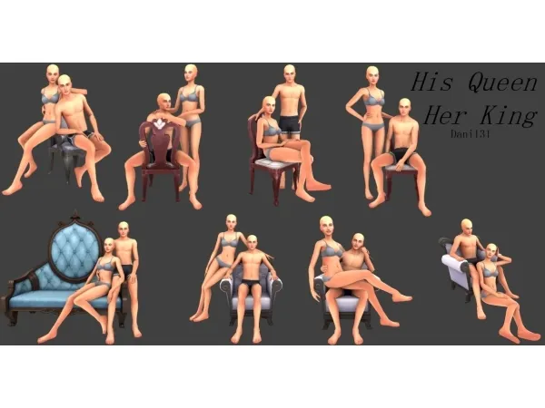 Alpha Sims 4 Couple Poses HIS QUEEN HER KING - The Sims 4 Custom Content