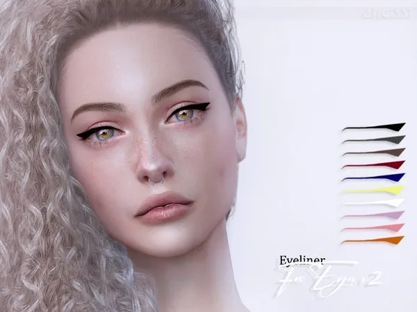 Alpha Eyeliner Fox Eyes v2 - The Sims 4 Custom Content