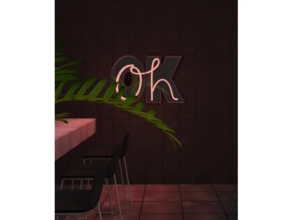 Alpha Oh OK neon mirror - The Sims 4 Custom Content