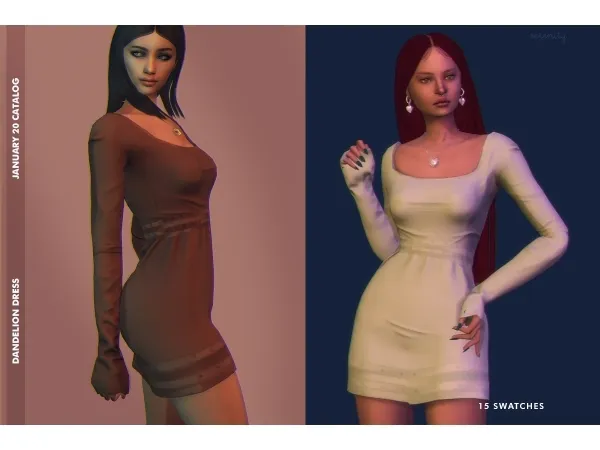Alpha Dandelion Dress by serenity-cc - The Sims 4 custom content