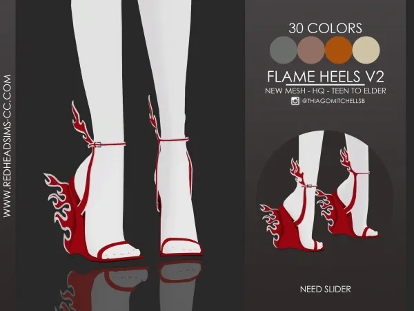 Alpha FLAME HEELS V2 by redheadsims - The Sims 4 custom content