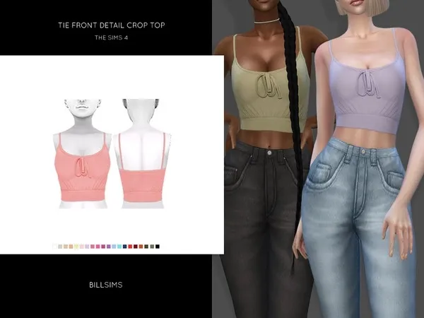 Maxis Match Tie Front Detail Crop Top by thesimsresource - The Sims 4 Custom Content