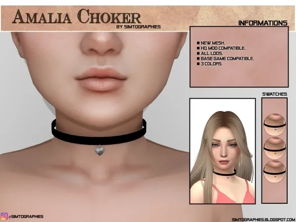 Alpha Amalia Choker - The Sims 4 Custom Content