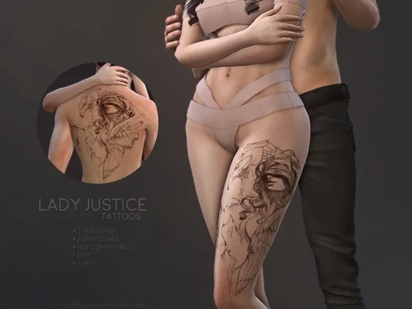 Mix Lady Justice tattoos by thesimsresource - The Sims 4 Custom Content