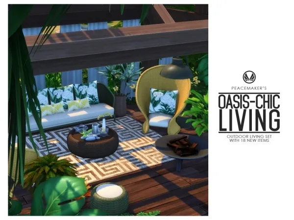 Maxis Match OASIS CHIC LIVING OUTDOOR WICKER LIVING SET - The Sims 4 Custom Content