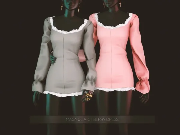 Alpha Magnolia C Berry Dress - The Sims 4 Custom Content