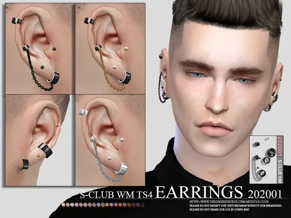 Alpha S Club WM EARRINGS 202001 by thesimsresource - The Sims 4 Custom Content