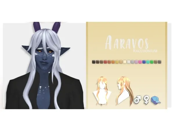Alpha hair horns and freckles - The Sims 4 Custom Content