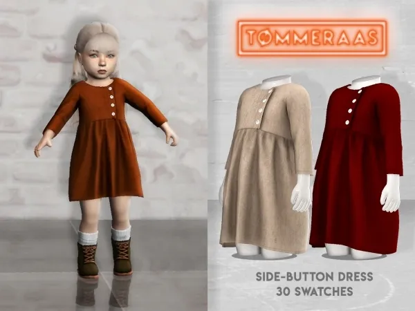 Alpha TØMMERAAS Side Button Dress (11) - The Sims 4 Custom Content