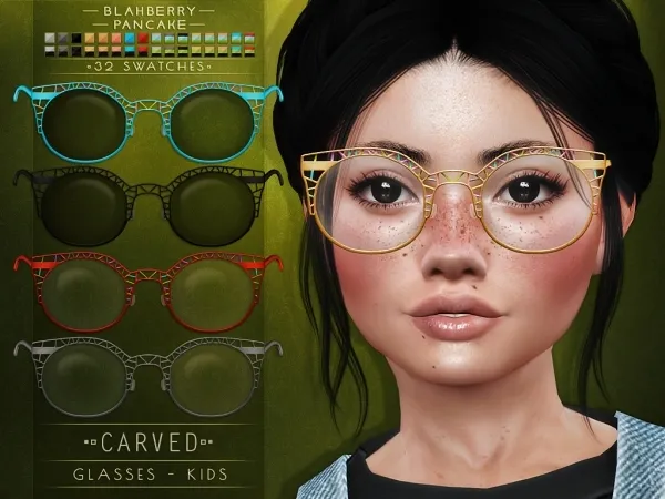 Alpha Blahberry Pancake Carved Glasses KIDS - The Sims 4 Custom Content