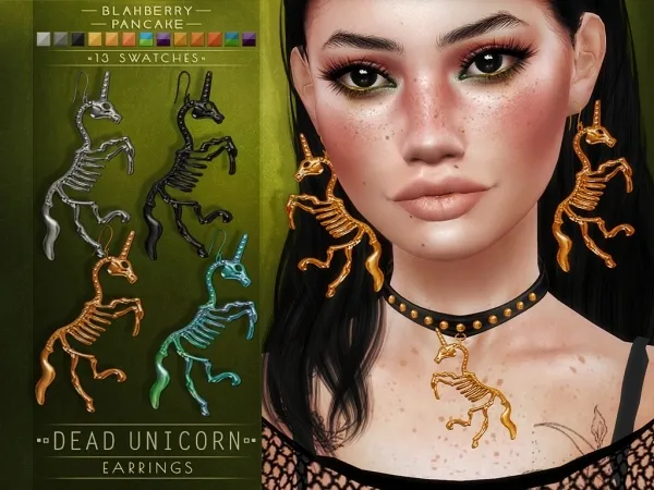 Alpha Blahberry Pancake Dead Unicorn Earrings by blahberry-pancake - The Sims 4 Custom Content