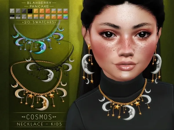 Alpha Blahberry Pancake Cosmos Necklace KIDS - The Sims 4 Custom Content