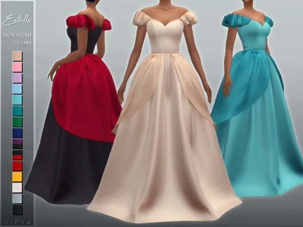 Alpha Estella Gown by thesimsresource - The Sims 4 custom content