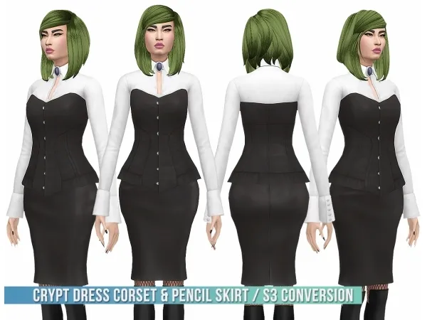 Maxis Match Crypt Dress Corset Pencil Skirt S3 Conversion - The Sims 4 Custom Content