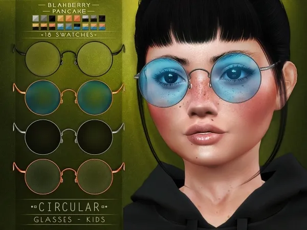 Alpha Blahberry Pancake Circular Glasses KIDS - The Sims 4 Custom Content