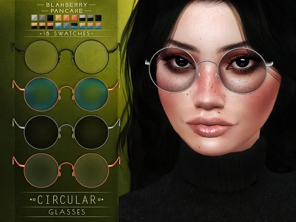Alpha Blahberry Pancake Circular Glasses - The Sims 4 Custom Content