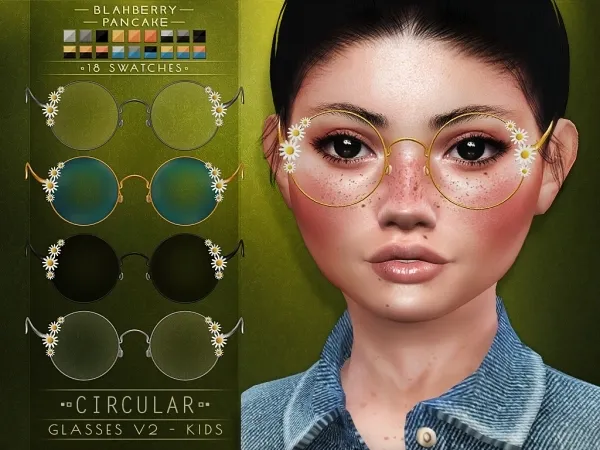 Alpha Blahberry Pancake Circular Glasses V2 KIDS - The Sims 4 Custom Content