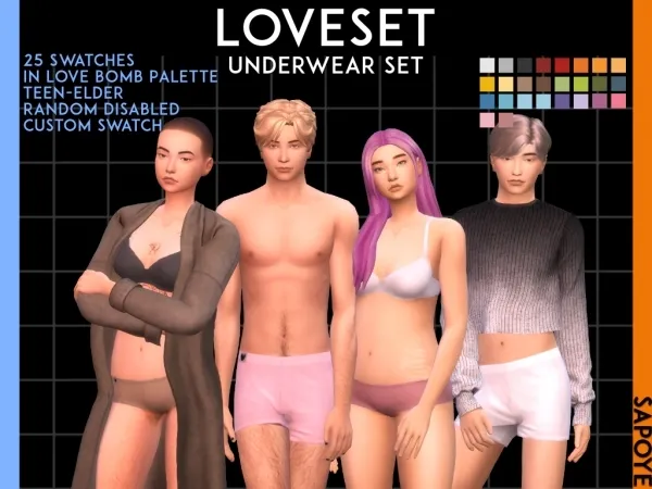 Maxis Match LOVESET Underwear Set BCG - The Sims 4 Custom Content