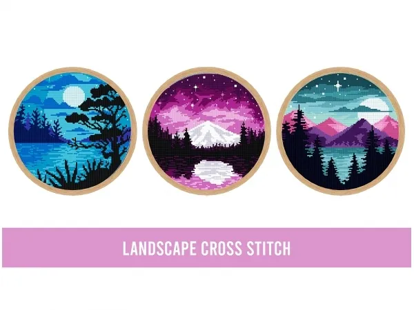 Alpha Landscape Cross Stitch by frostsims - The Sims 4 Custom Content
