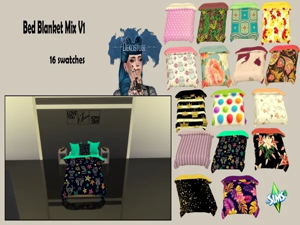 Maxis Match Bed Blanket Mix V1 by alixdekostube - The Sims 4 Custom Content