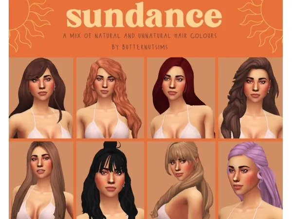 Maxis Match sundance hair pack simandy by simsfinds - The Sims 4 Custom Content