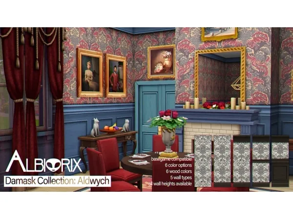 Maxis Match Damask Collection Aldwych set - The Sims 4 Custom Content