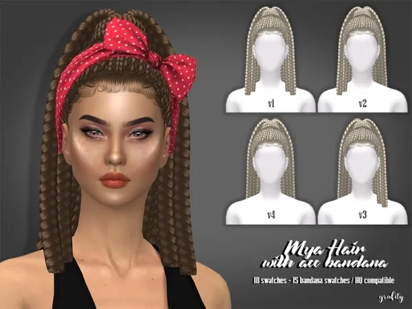 Mix Mya Hair with acc bandana - The Sims 4 Custom Content