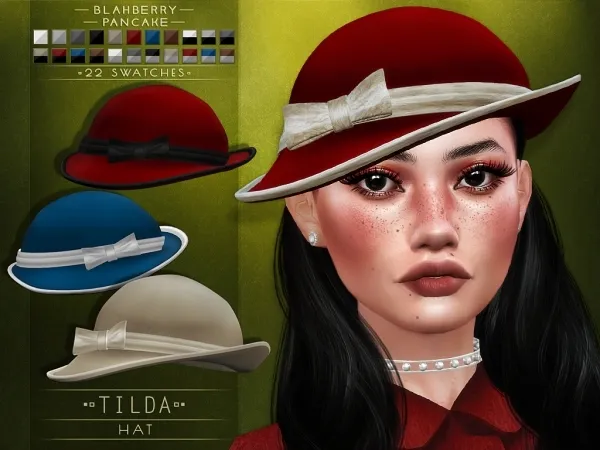 Alpha Blahberry Pancake Tilda Hat additional ribbon colors by blahberry-pancake - The Sims 4 Custom Content