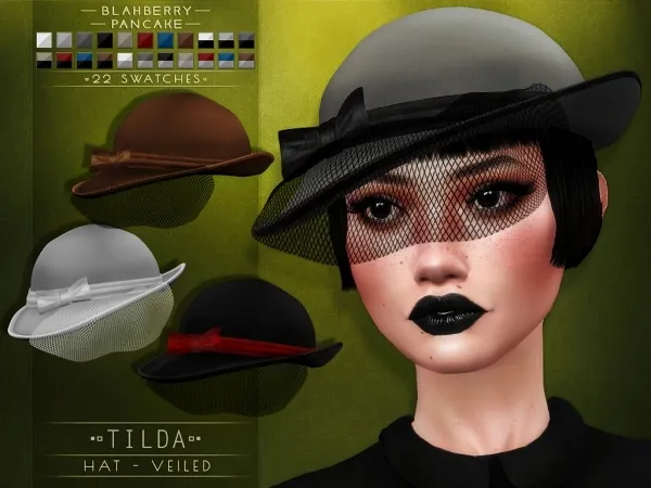 Alpha Blahberry Pancake Tilda Hat Veiled - The Sims 4 Custom Content
