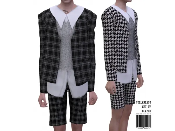 Alpha Miro Collarless Set Up Blazer - The Sims 4 Custom Content
