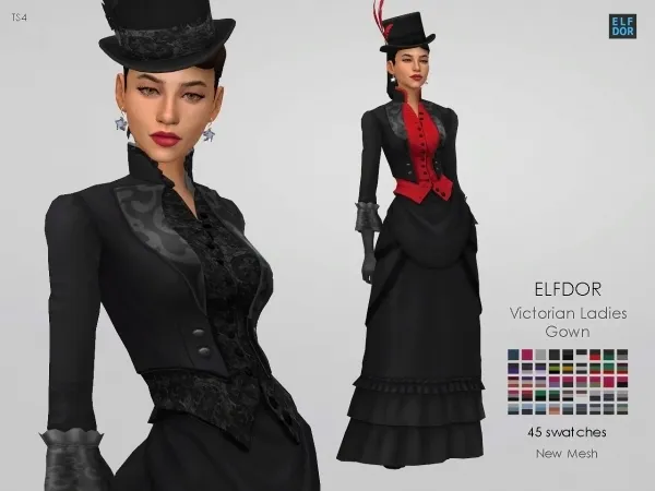 Maxis Match Victorian Ladies Gown Updated - The Sims 4 Custom Content