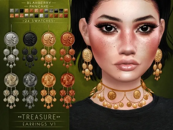 Alpha Blahberry Pancake Treasure Earrings V1 by blahberry-pancake - The Sims 4 Custom Content