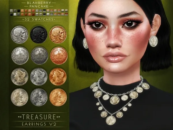 Alpha Blahberry Pancake Treasure Earrings V2 by blahberry-pancake - The Sims 4 Custom Content