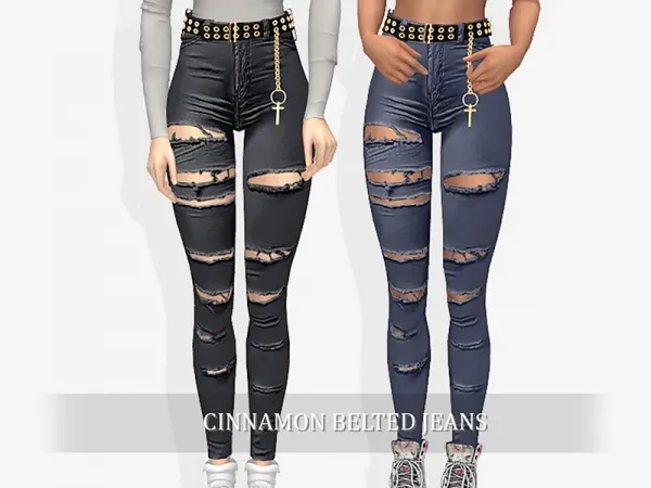 Alpha Cinnamon Belted Jeans - The Sims 4 Custom Content