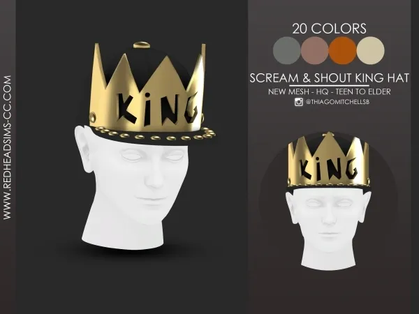Maxis Match SCREAM SHOUT KING HAT MALE - The Sims 4 Custom Content