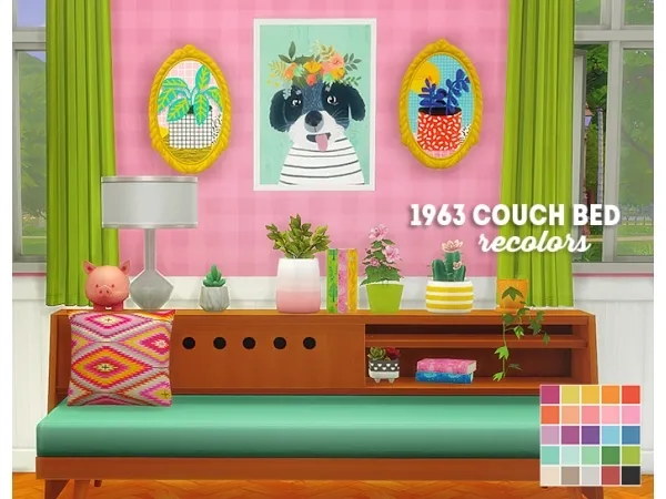 Maxis Match 1963 couch bed recolors - The Sims 4 Custom Content