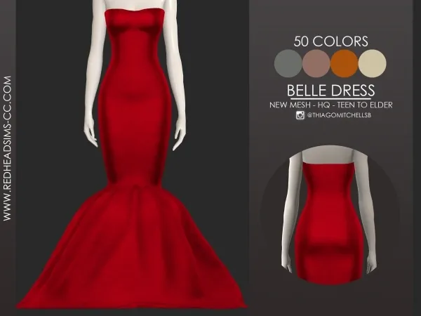 Alpha BELLE DRESS - The Sims 4 Custom Content