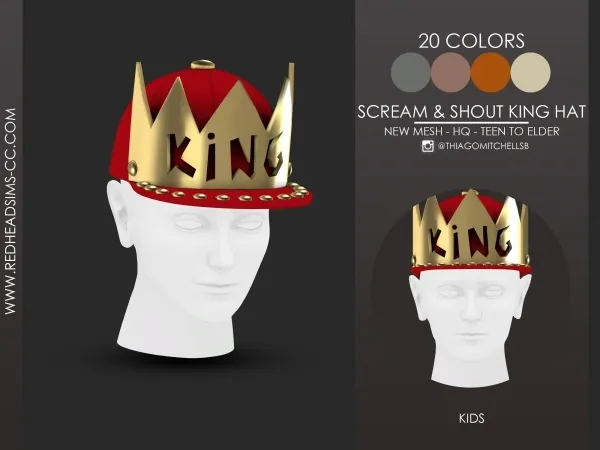 Alpha SCREAM SHOUT KING HAT KIDS - The Sims 4 Custom Content