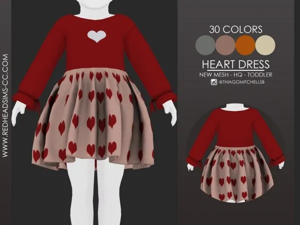 Alpha HEART DRESS - The Sims 4 Custom Content