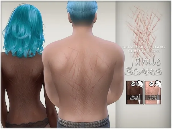 Alpha Jamie's Back Scars - The Sims 4 Custom Content