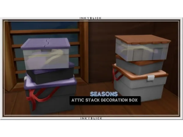 Alpha Attic Stack Decoration Box Recolors by simsfinds - The Sims 4 Custom Content