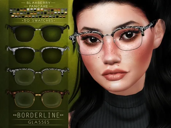 Alpha Blahberry Pancake Borderline Glasses - The Sims 4 Custom Content