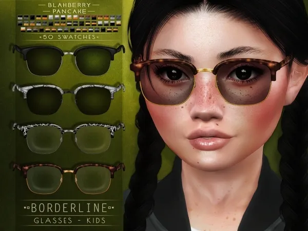 Alpha Blahberry Pancake Borderline Glasses KIDS - The Sims 4 Custom Content