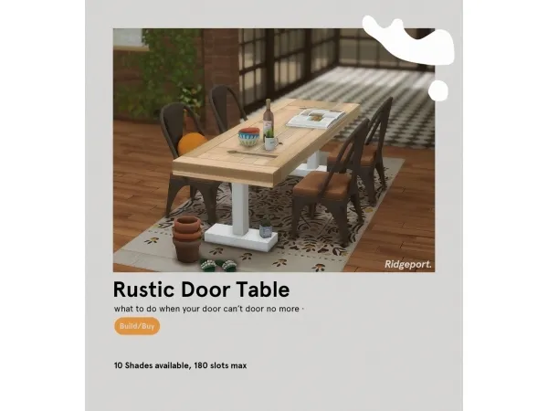 Maxis Match Rustic Door Table by - The Sims 4 Custom Content