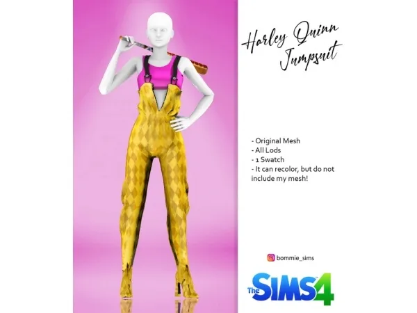 Alpha Jumpsuit Harley Quinn Birds of Prey Pose - The Sims 4 Custom Content
