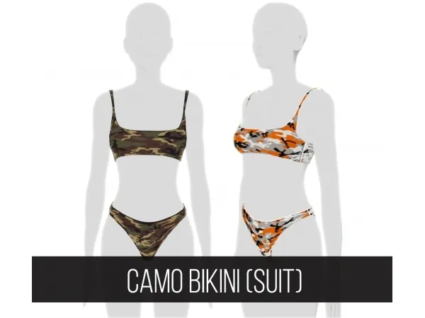 Mix CAMO BIKINI V2 SUIT - The Sims 4 Custom Content