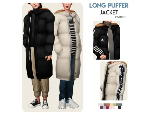 Maxis Match Long Puffer Jacket by nucrests - The Sims 4 Custom Content