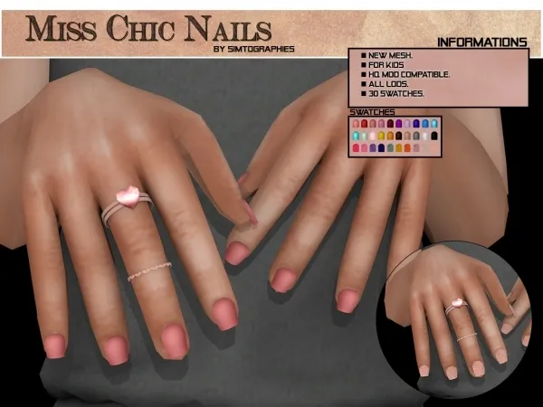 Alpha Miss Chic Nails - The Sims 4 Custom Content